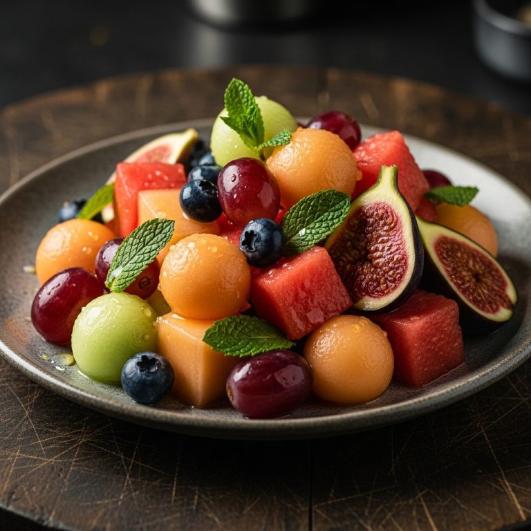 Aegean Dream Delight – Vegan Greek Fruit Salad with Lemon-Mint Syrup