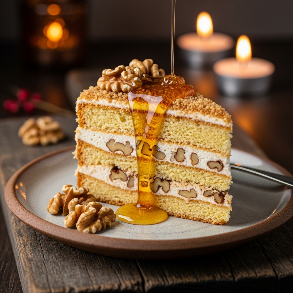 Aphrodite’s Bliss: Greek Honey Walnut Torte