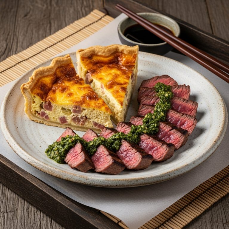 Argentinian Brunch Delight: Quiche Lorraine & Chimichurri-Marinated Steak