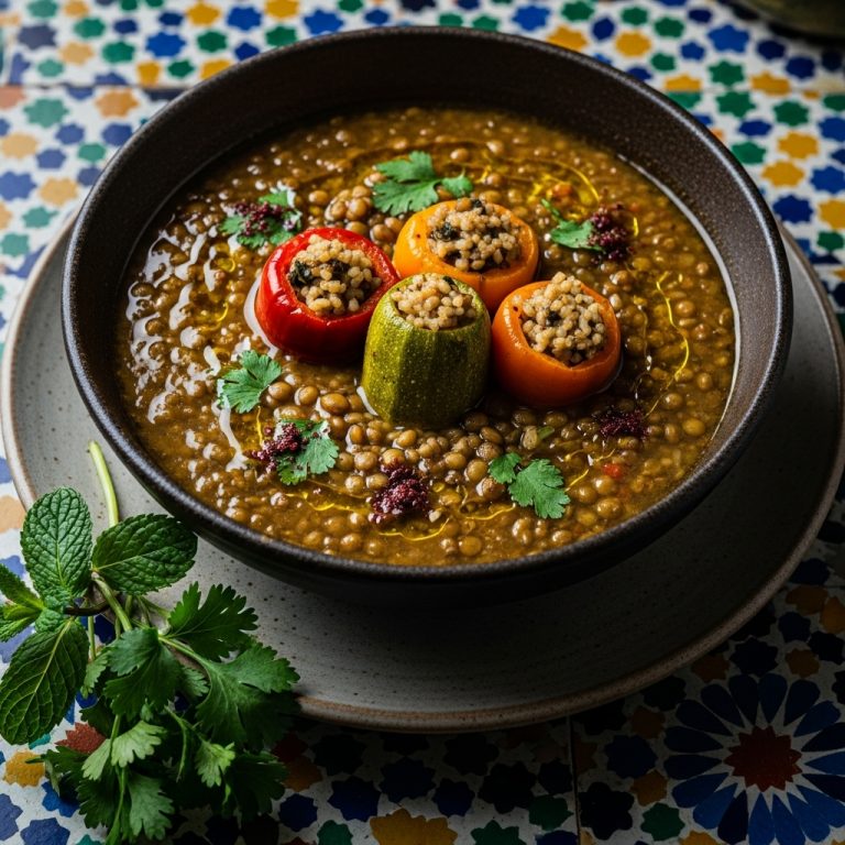 “Aromatic Lebanese Lentil Soup with Stuffed Vegetables: A Vegan Feast for the Senses!”