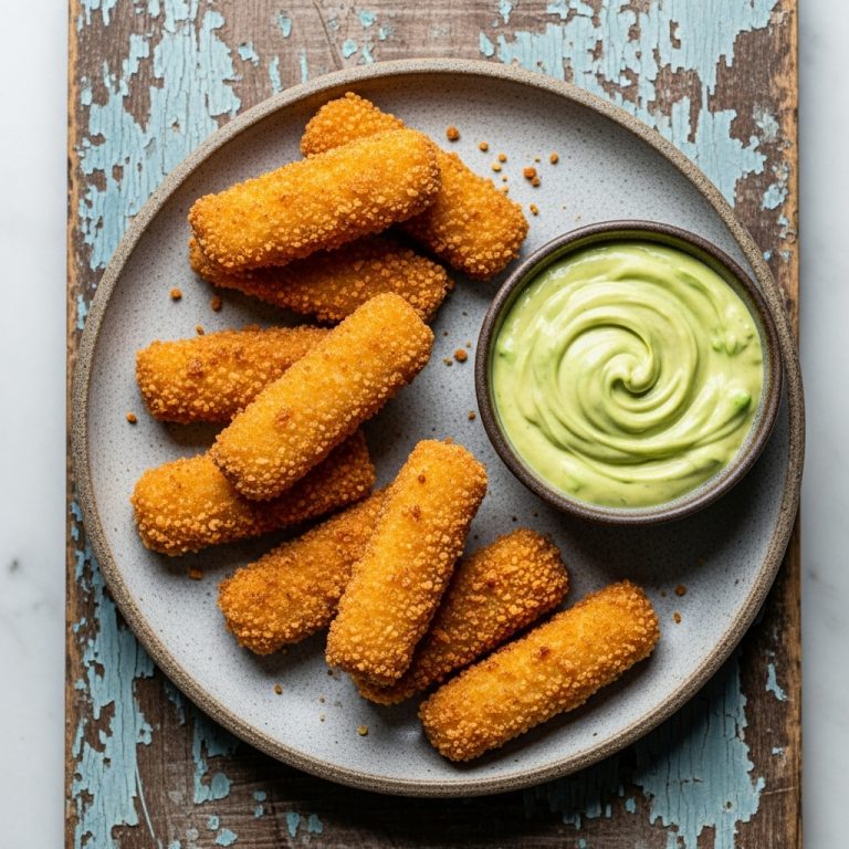 Australian Paleo Lemon Myrtle & Macadamia Crusted Fish Sticks with Creamy Avocado Dipping Sauce