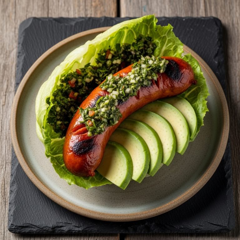 Authentic Argentinian “Choripan” with Chimichurri Sauce & Avocado Slices for Paleo Diet – A Mouthwatering Experience!