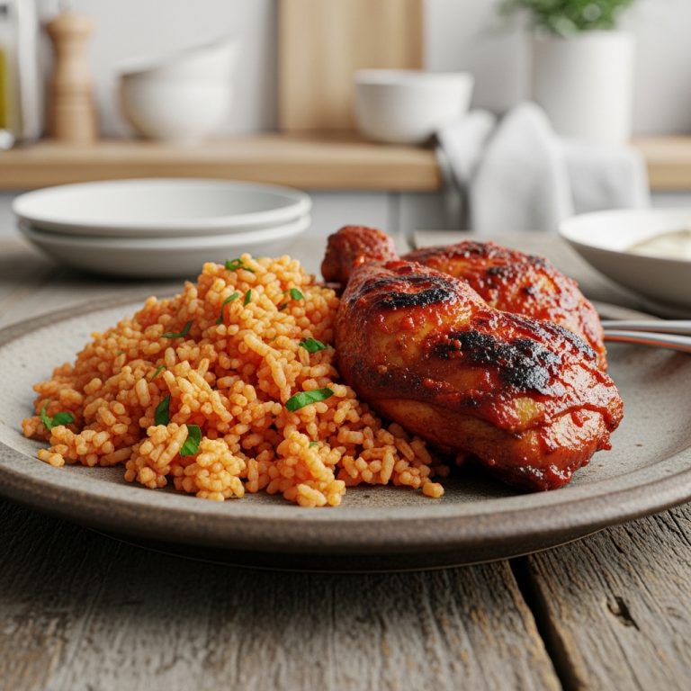 “Authentic Nigerian Paleo Jollof Rice with Peri-Peri Chicken”