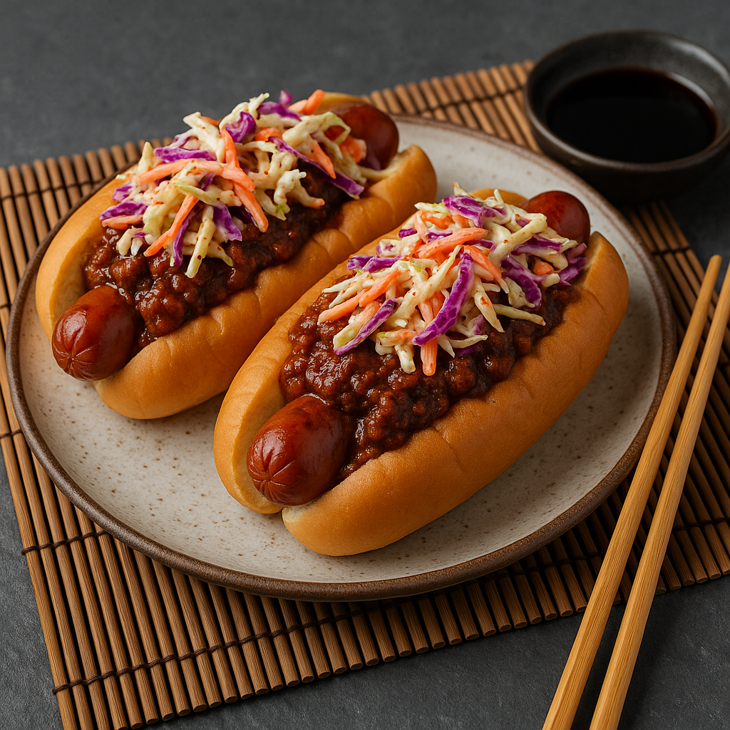 BBQ Smokehouse Chili Dogs with Spicy Slaw