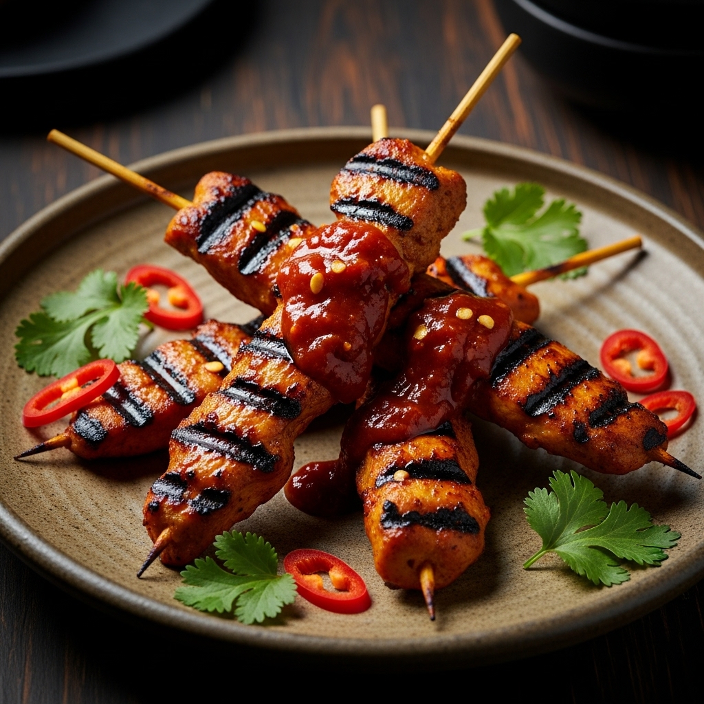 Blazing Bangkok Street Food: Spicy Grilled Chicken Satay