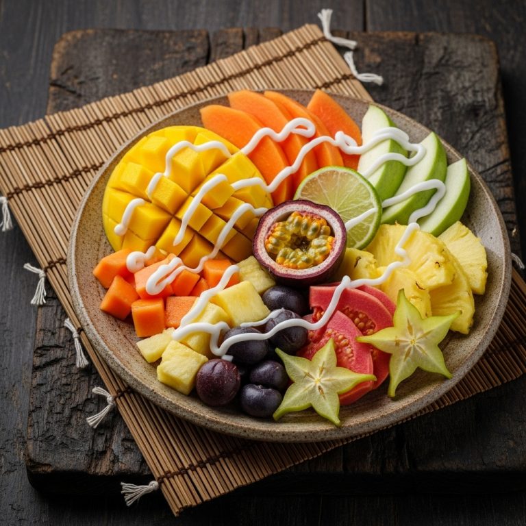 Brazilian Tropical Fruit Salad with Coconut Lime Drizzle