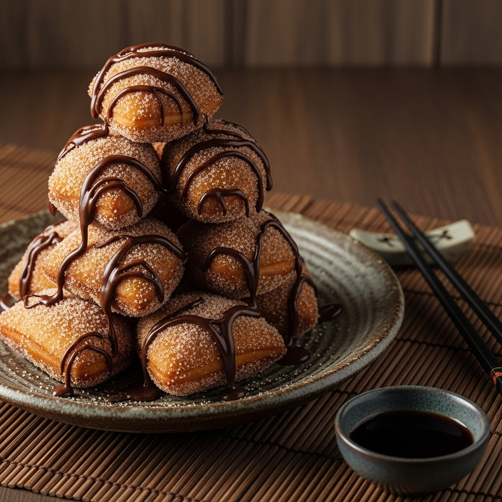 Cajun Chocolate Beignet Tower with Spicy Cinnamon Sugar