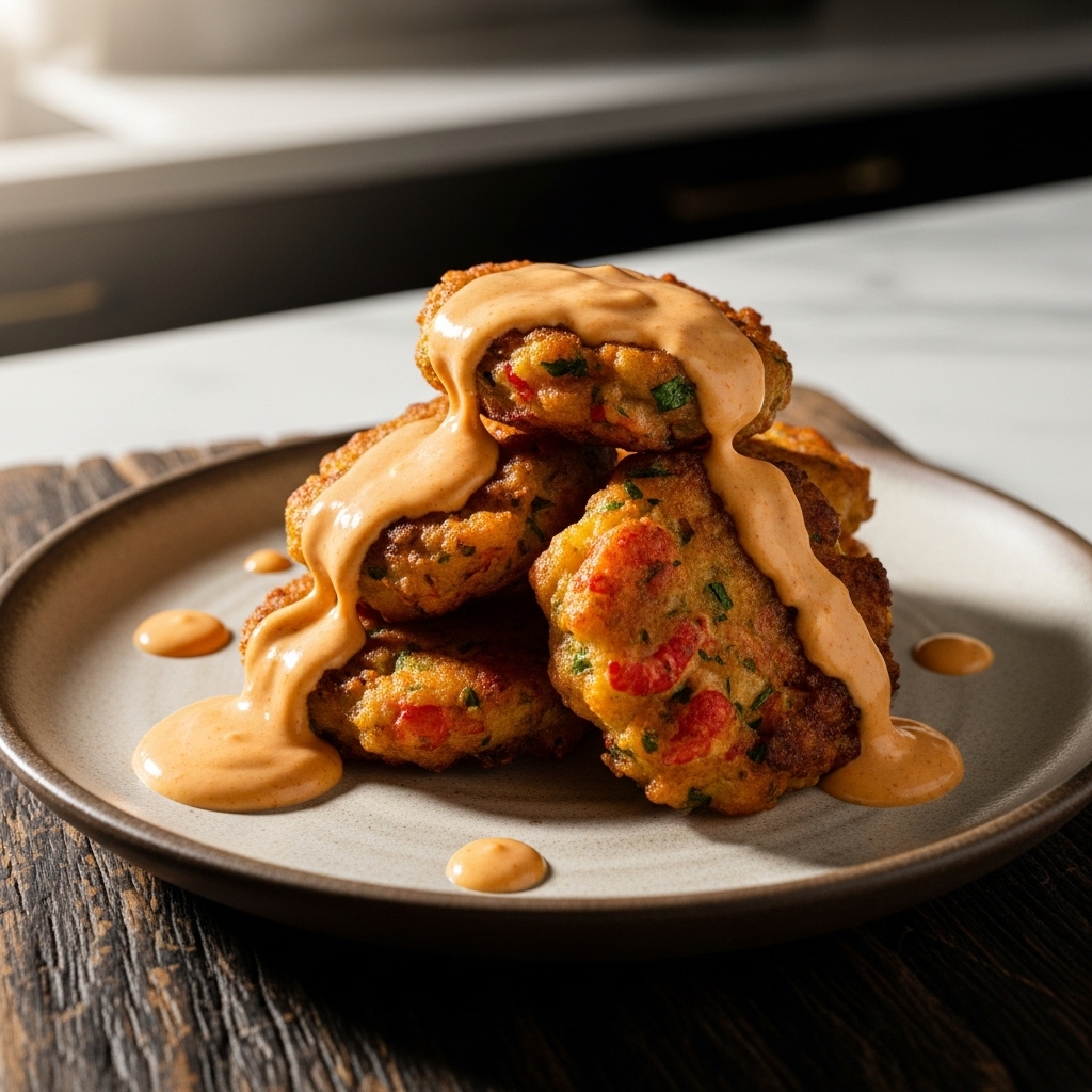 Cajun Crawfish Fritters with Spicy Remoulade Sauce
