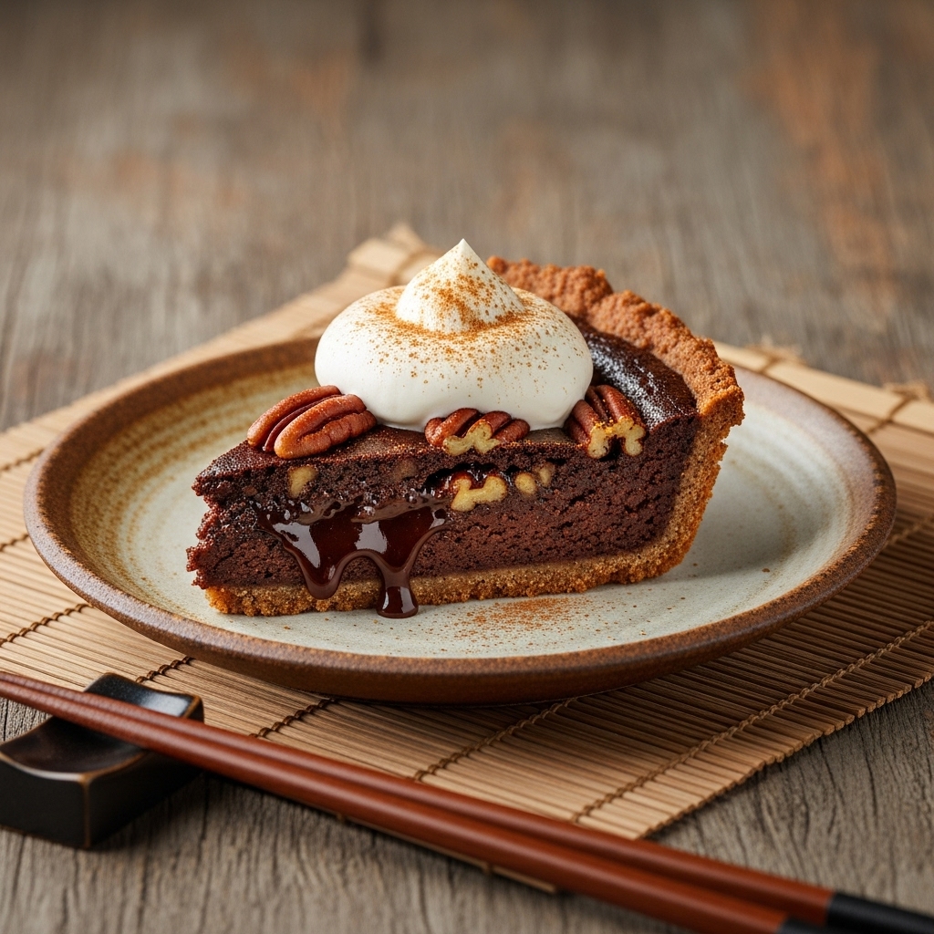 Cajun Gluten-Free Chocolate Pecan Pie with Spiced Whipped Cream