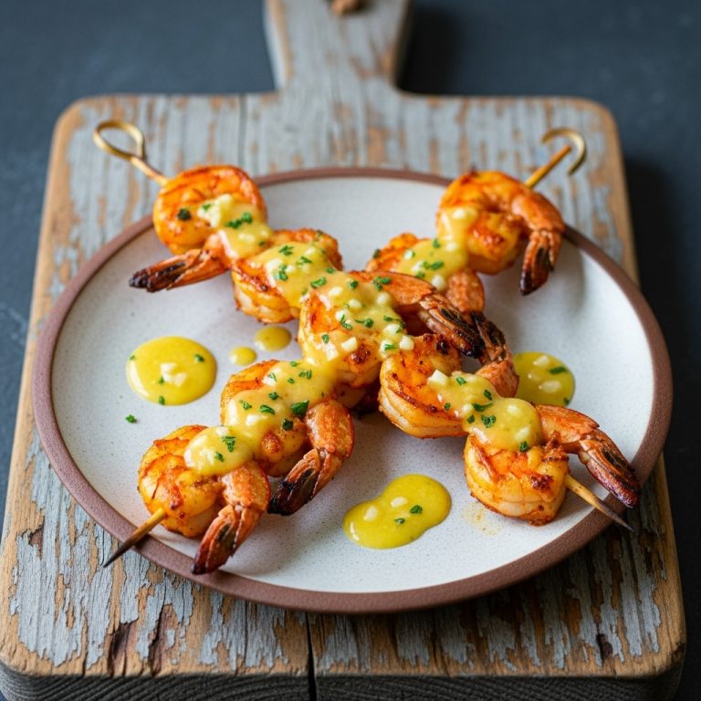 Cajun Paleo Shrimp Skewers with Zesty Lemon-Garlic Sauce