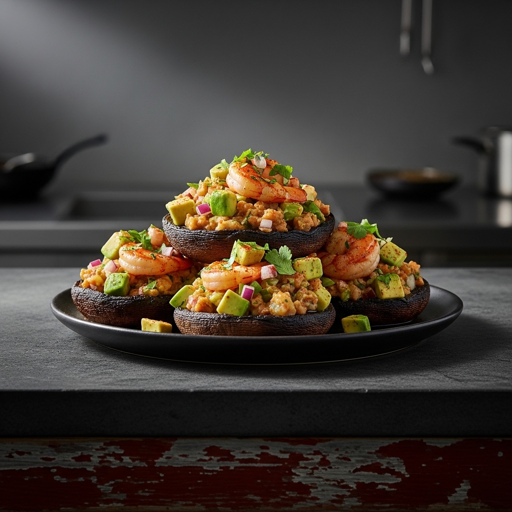 Cajun Shrimp & Avocado Stuffed Portobello Mushrooms (Keto-Friendly)