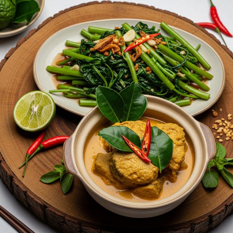 Cambodian Dinner Feast: Gluten-Free Amok Trei & Stir-Fried Morning Glory