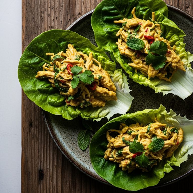 Cambodian Keto Curry Chicken Salad in Lettuce Wraps