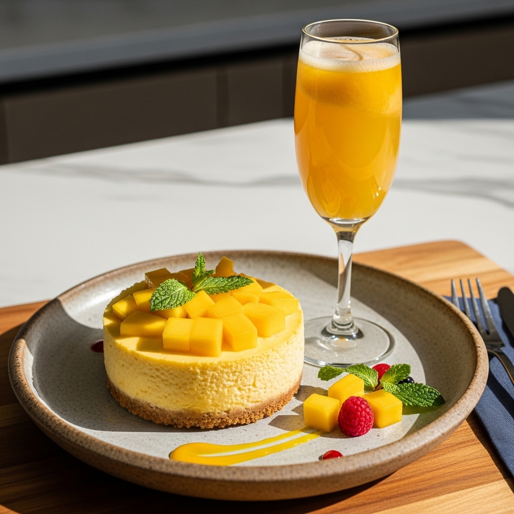 Caribbean Brunch Sweet Indulgence: Keto Mango Cheesecake Mimosa