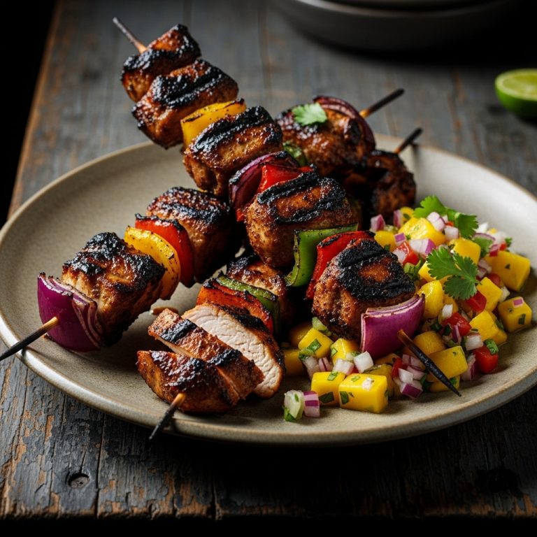 Caribbean Jerk Chicken Skewers with Mango Salsa – A Fusion of Flavors