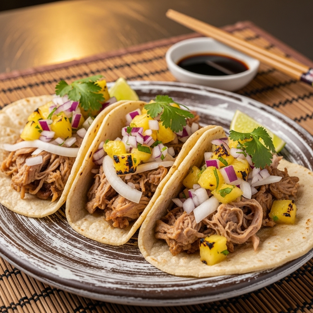 Carnitas Street Tacos with Charred Pineapple Salsa