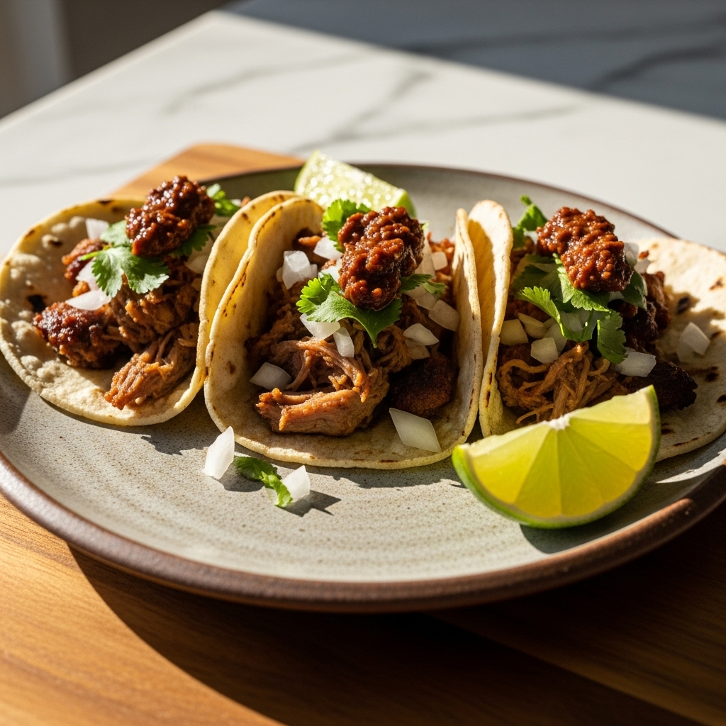“Carnitas Street Tacos with Smoky Chipotle Salsa”
