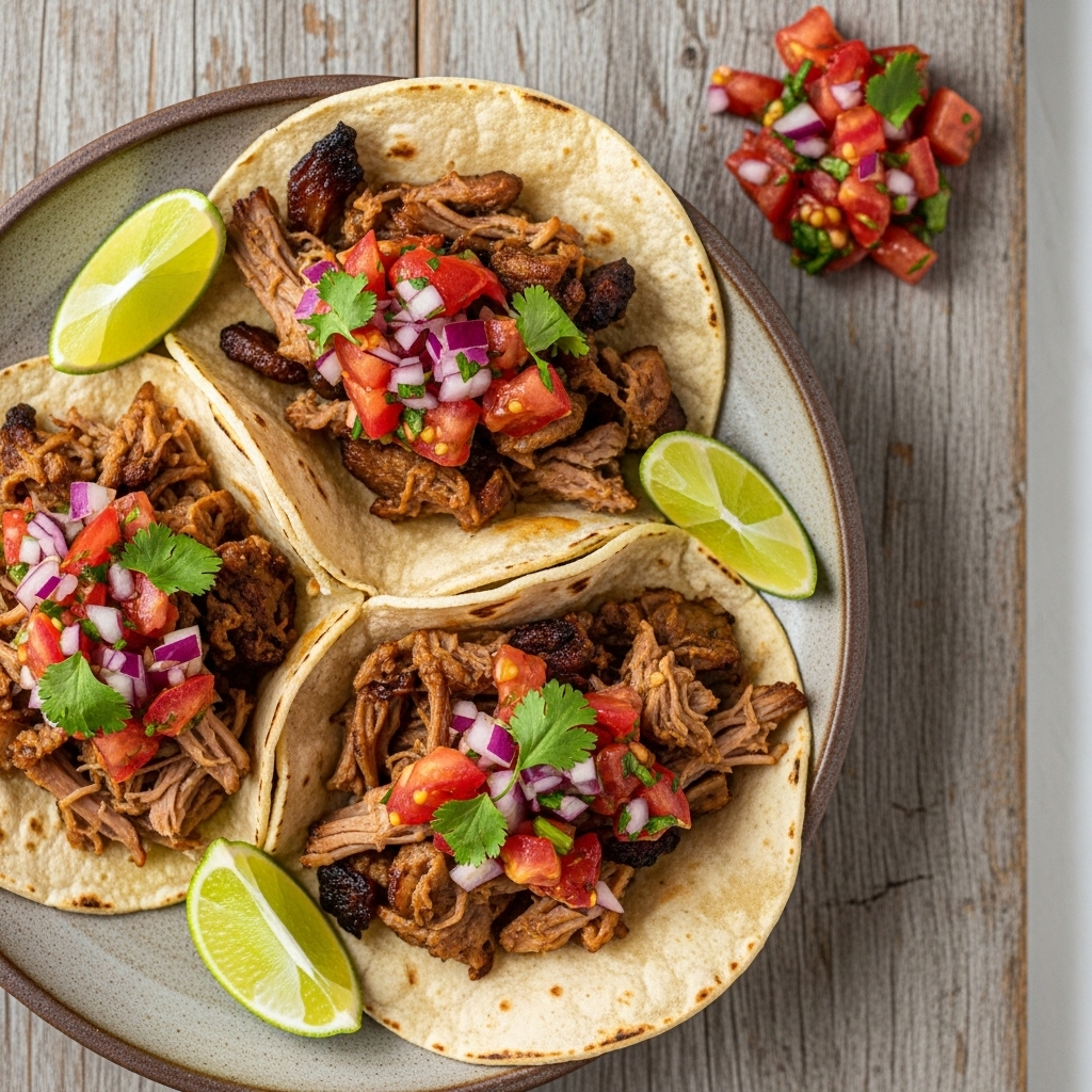 Carnitas Street Tacos with Smoky Tomato Salsa
