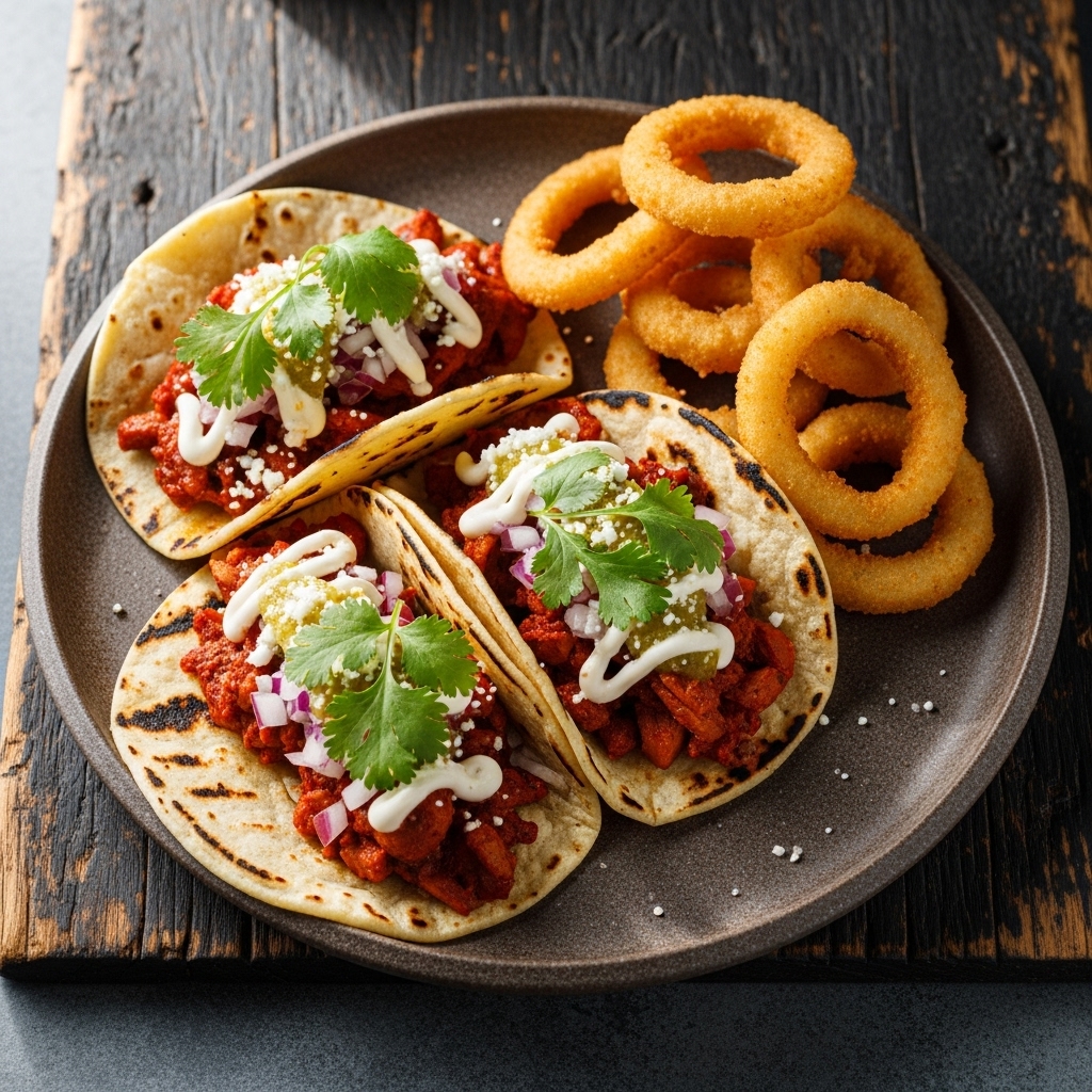 Carnival Street Tacos with Crispy Onion Rings