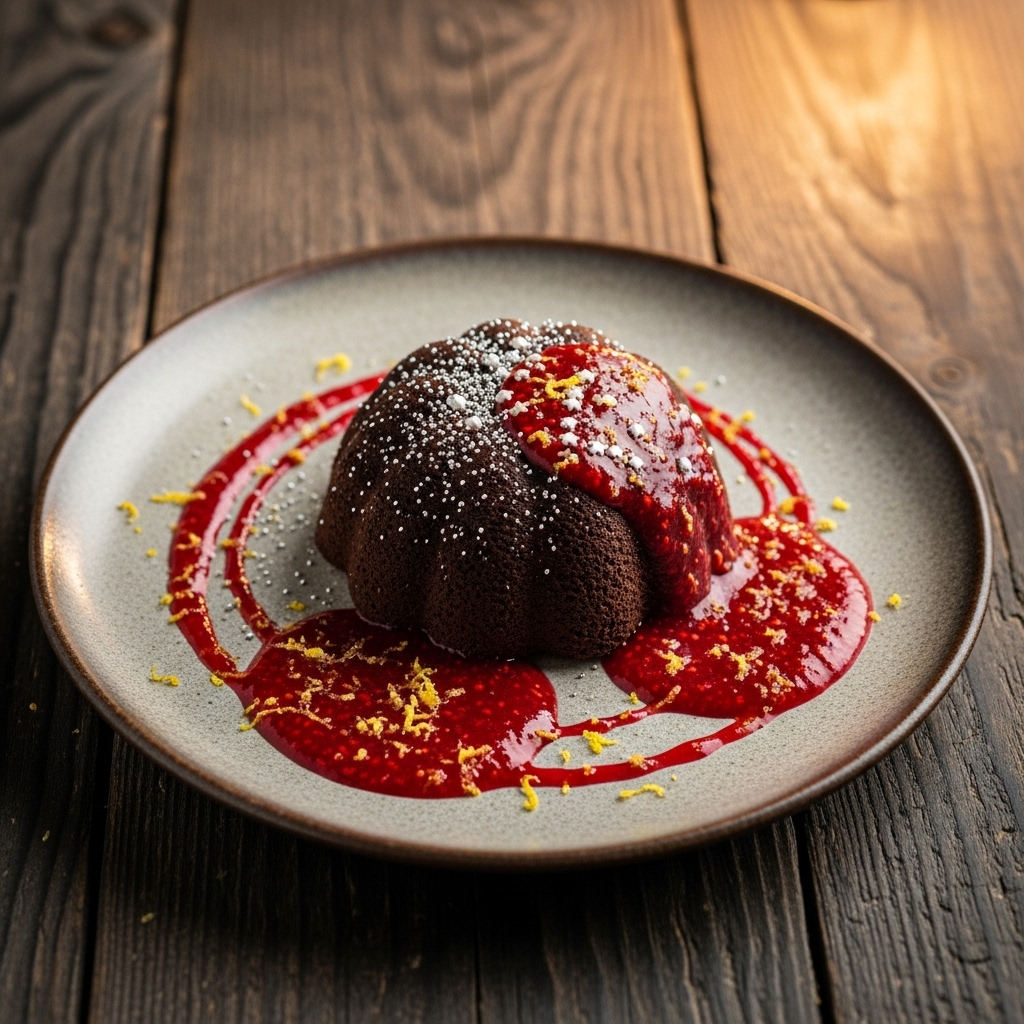 Celestial Chocolate Mousse with Raspberry-Lemon Zest Coulis