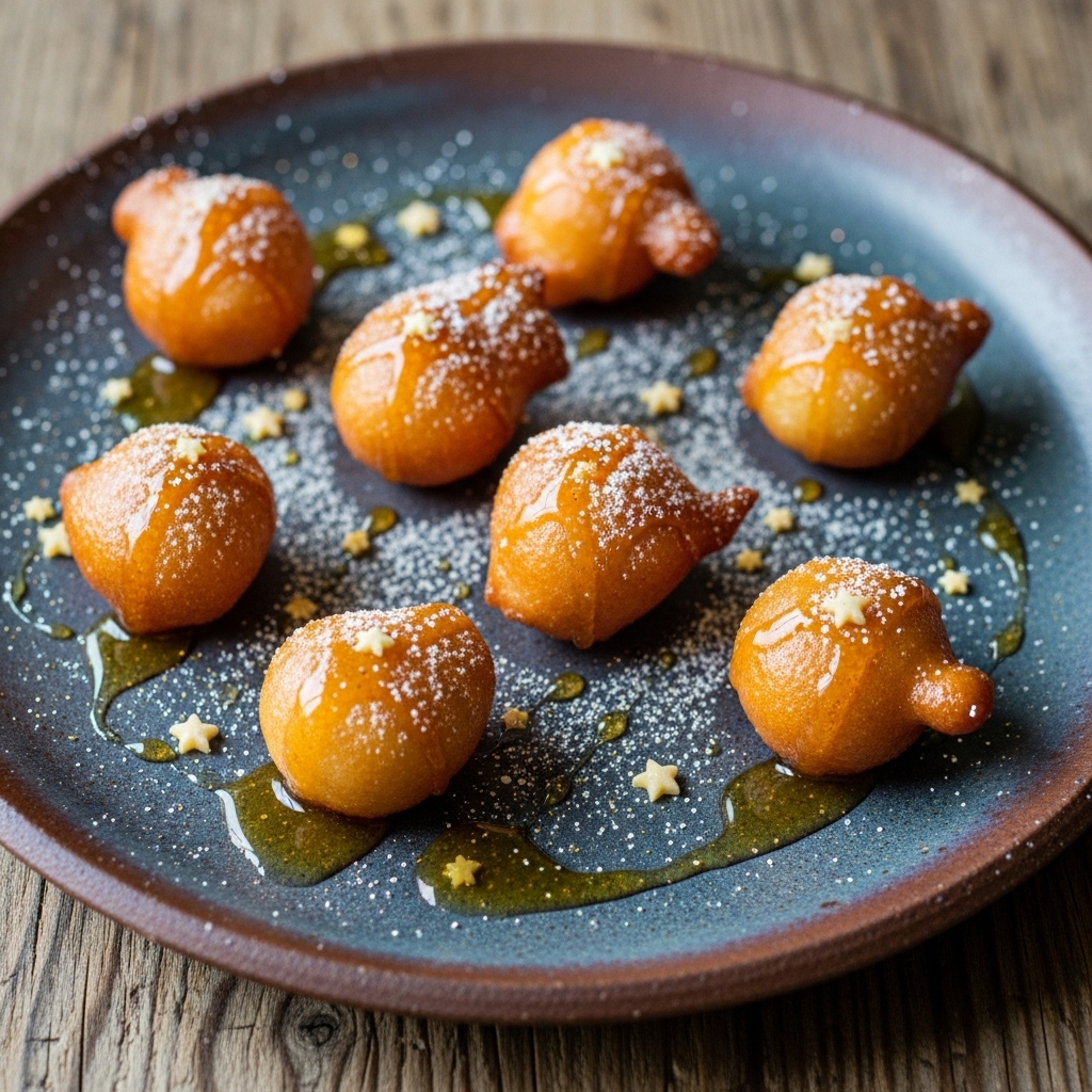 Celestial Loukoumades with Honey-Cinnamon Syrup