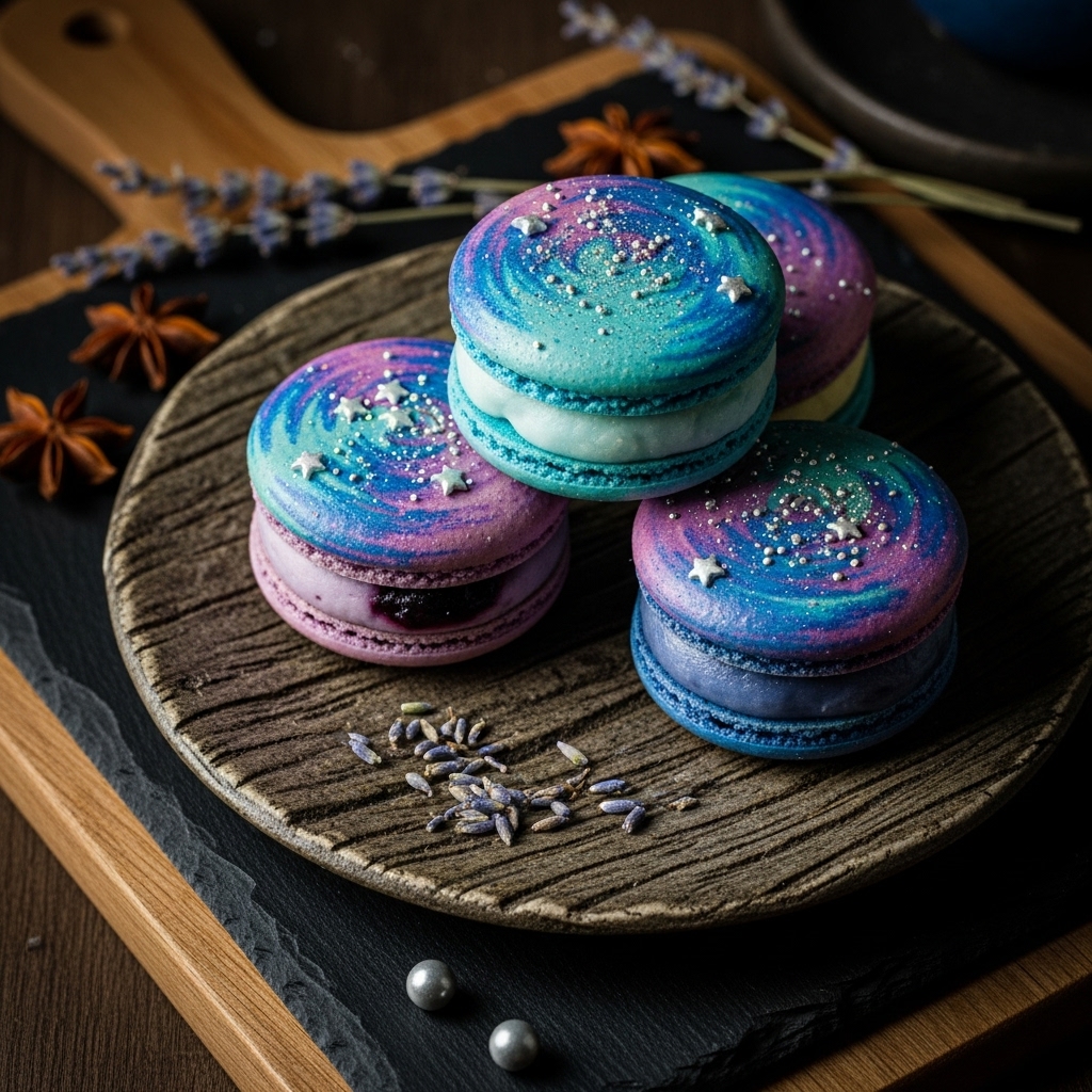Celestial Mochi Macarons: A Cosmic Fusion of Japanese and French Delights