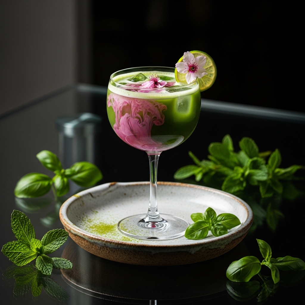 Cherry Blossom Vegan Matcha Mocktail