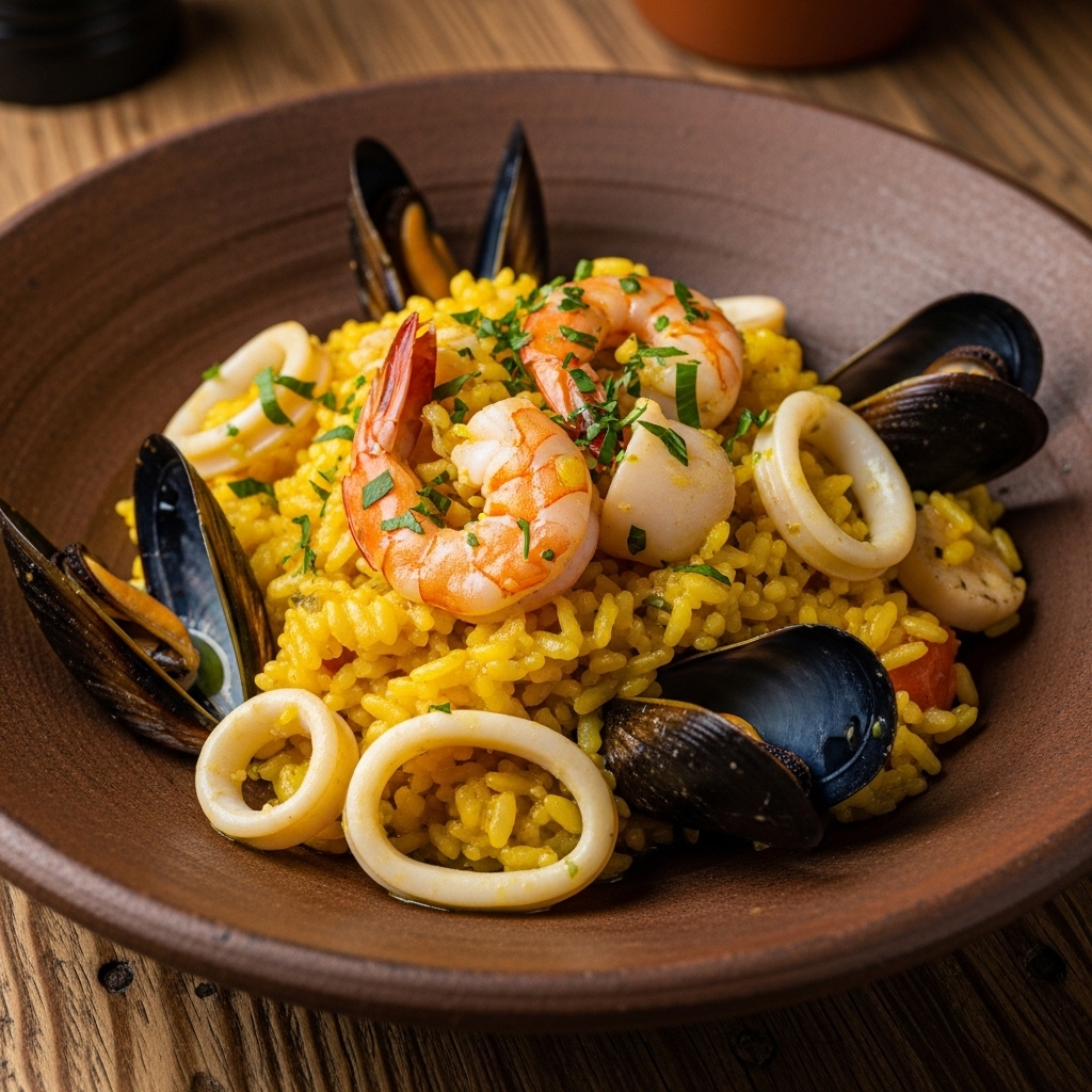 Chilean Seafood Risotto with Saffron Aroma