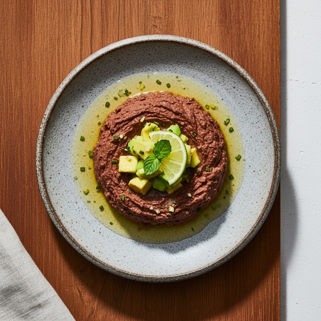 Chocolate-Chili Avocado Mousse with Tequila Lime Drizzle