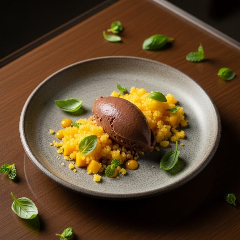 Chocolate Chili Sorbet and Mango-Coconut Granita Fusion