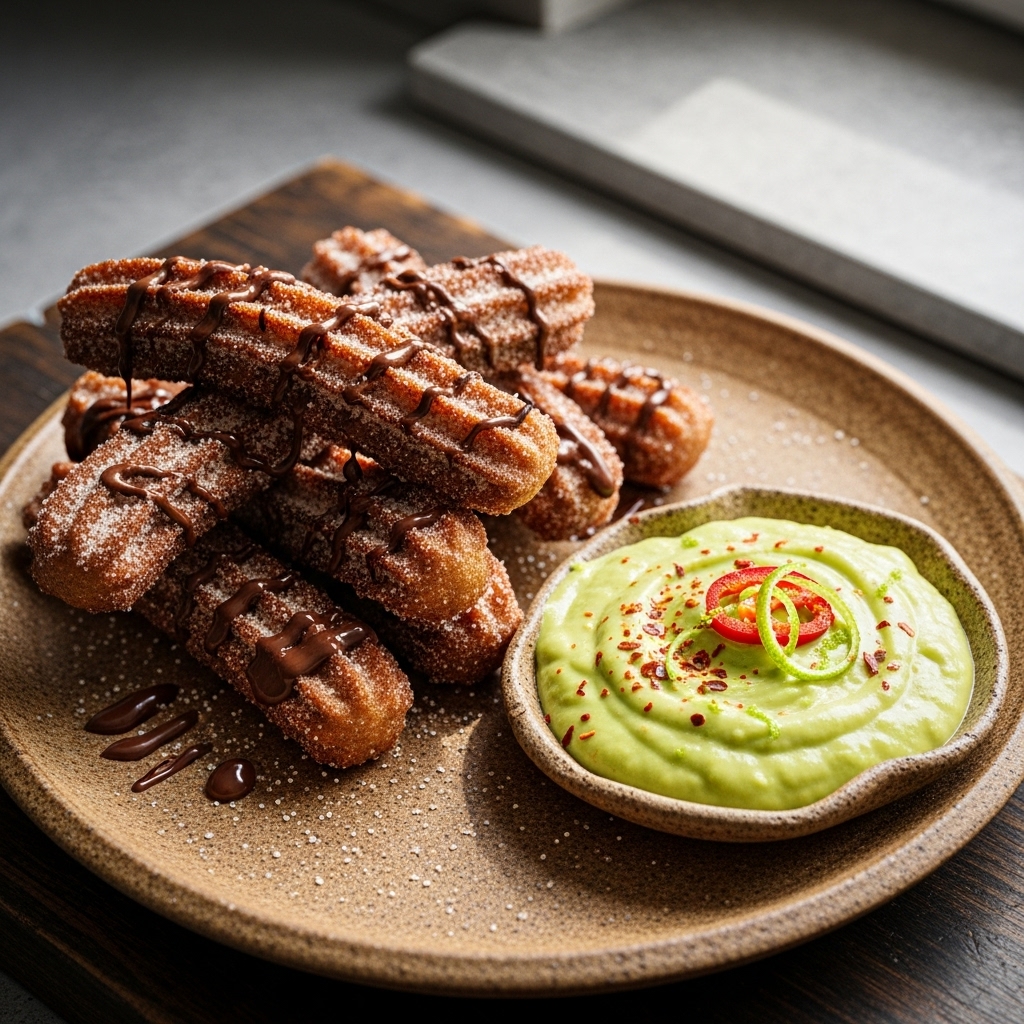Enchanting Vegan Churros with Dark Chocolate Dipping Sauce