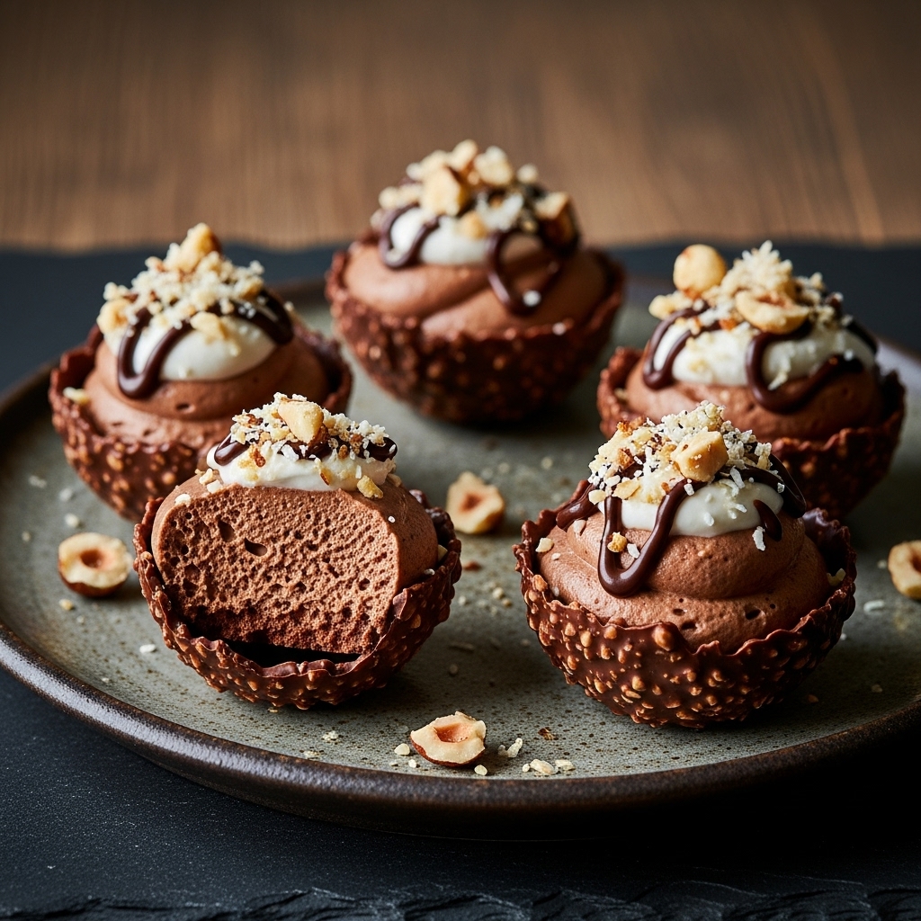 Chocolate-Coconut Paleo Mousse in Hazelnut Choco-Cups