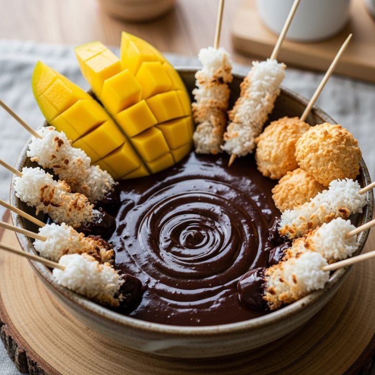 Chocolate Fondue with Mango-Coconut Dippers