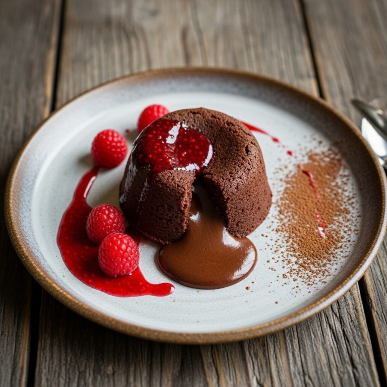 Chocolate Lava Cake with Raspberry Balsamic Reduction