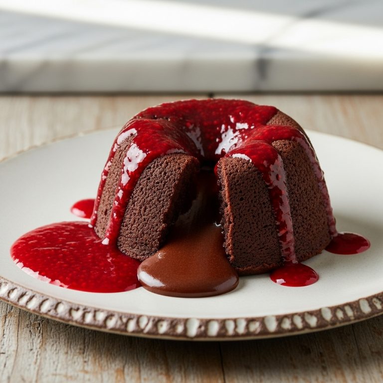 Chocolate Lava Cake with Raspberry Couli