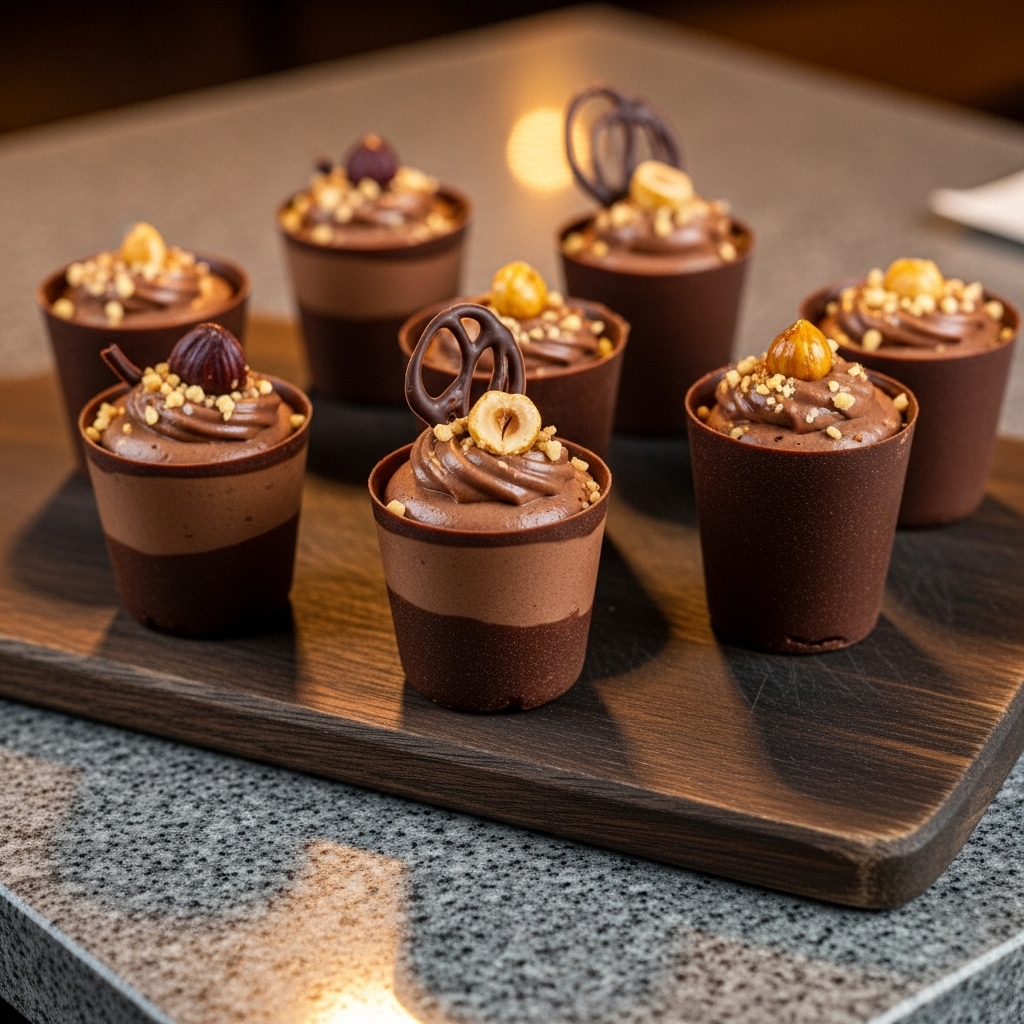 Chocolate Mousse Delight in Chocolate-Hazelnut Glasses