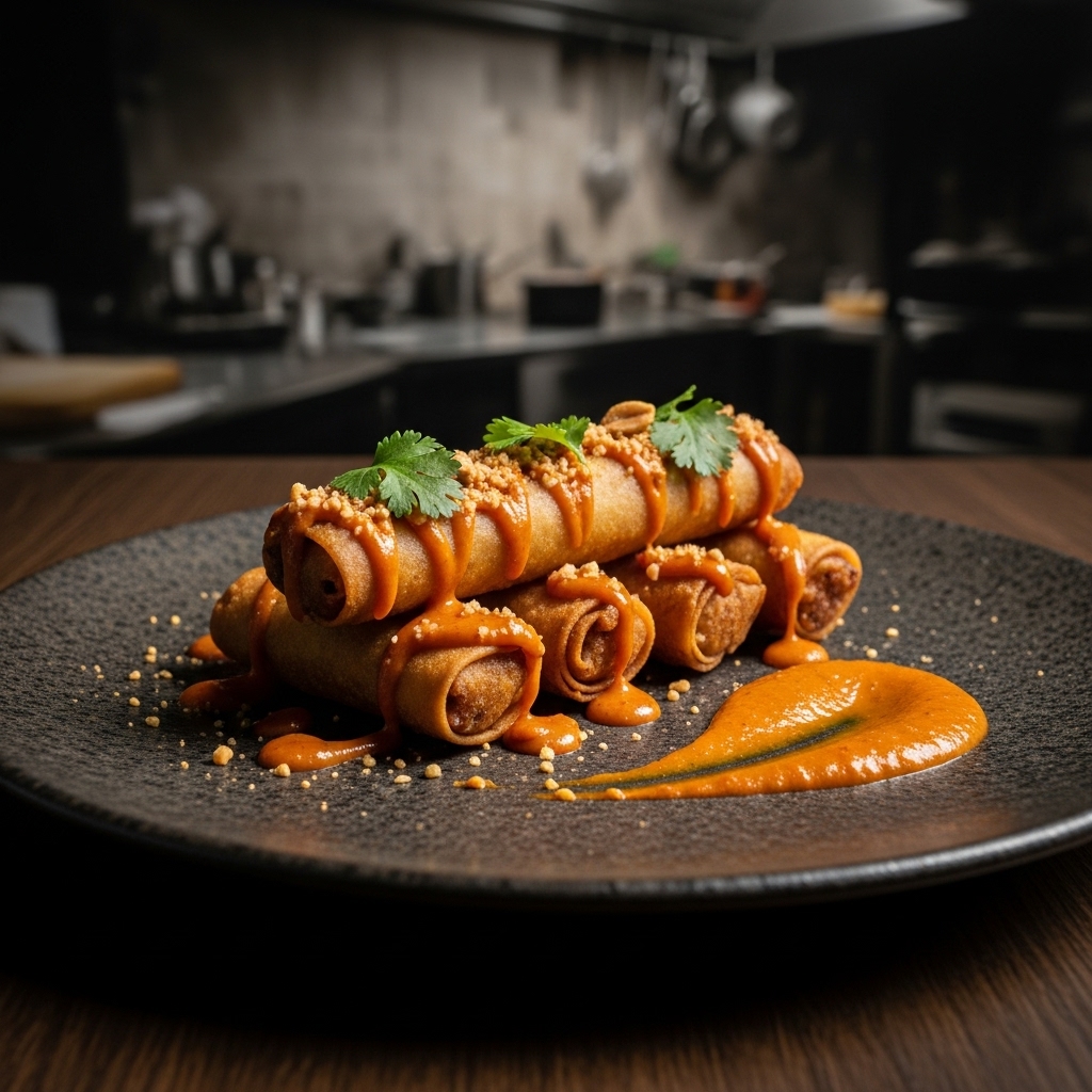 Cinematic Filipino Paleo Lumpia with Spicy Peanut Sauce