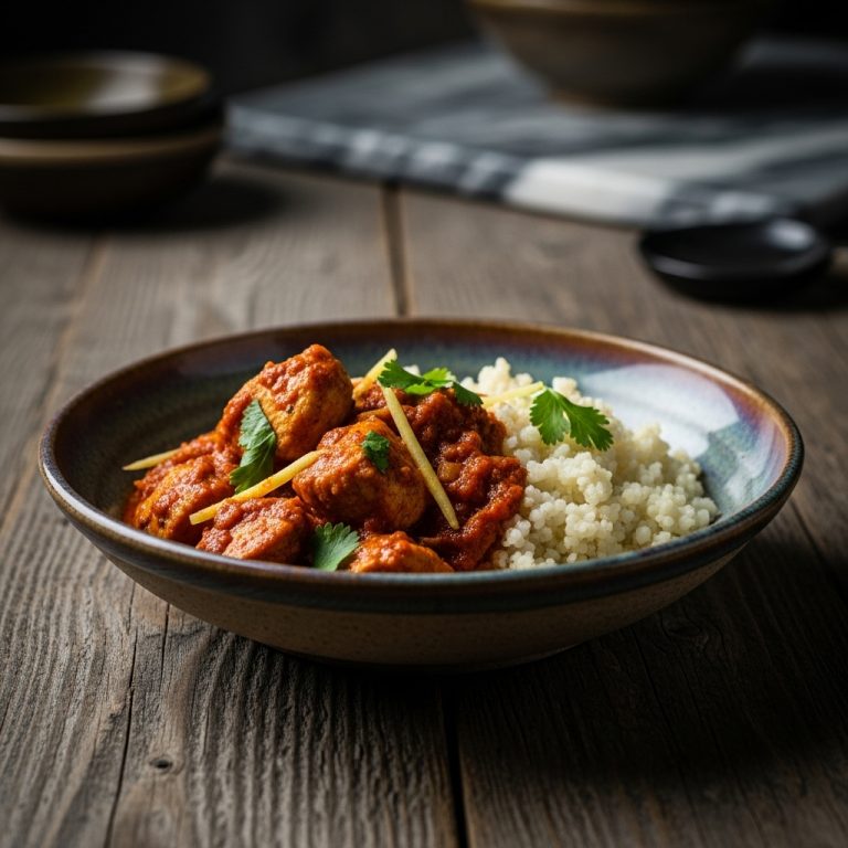 Cinematic Indian Paleo Chicken Curry & Cauliflower Rice Bowl