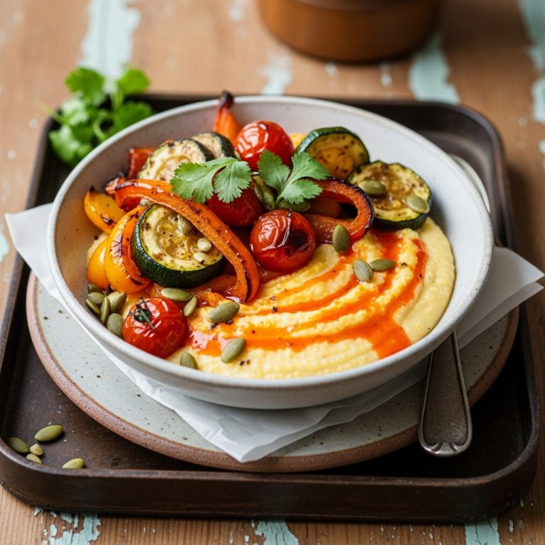 Cinematic Vegan South African-Inspired Breakfast Bowl with Umami Polenta and Smoky Roasted Vegetables