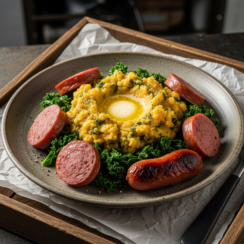 Classic Dutch Stamppot: Kale & Potato Mash with Smoked Sausage
