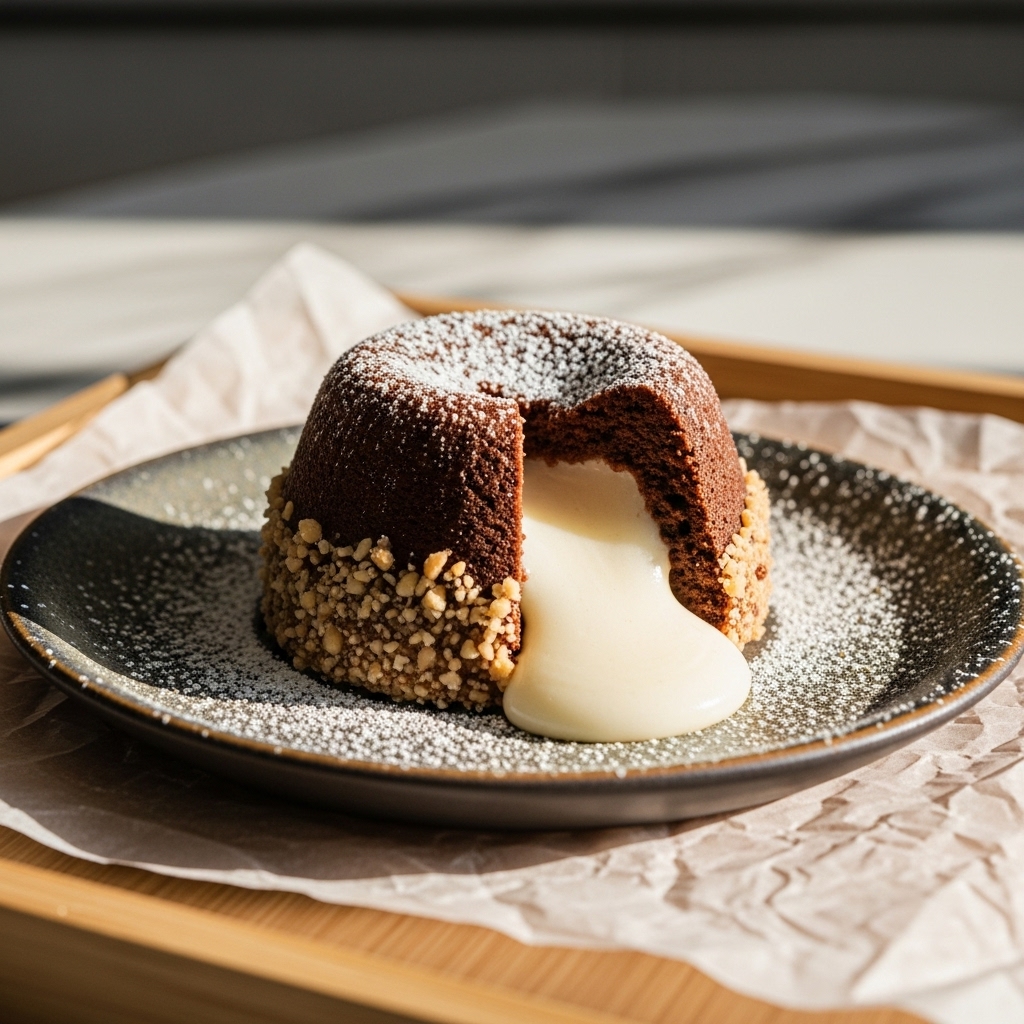 Coconut Lava Cake with Macadamia Nut Crust – Keto-Friendly Polynesian Dessert