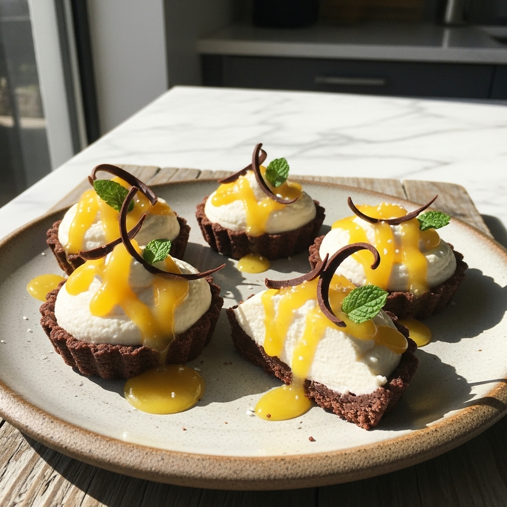 Coconut Mousse Cacao Tarts with Citrus Drizzle