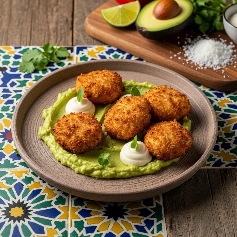 Colombian Snack Recipe: Mouthwatering Coconut-Crusted Chicken Fritters with Avocado Crema (Paleo)