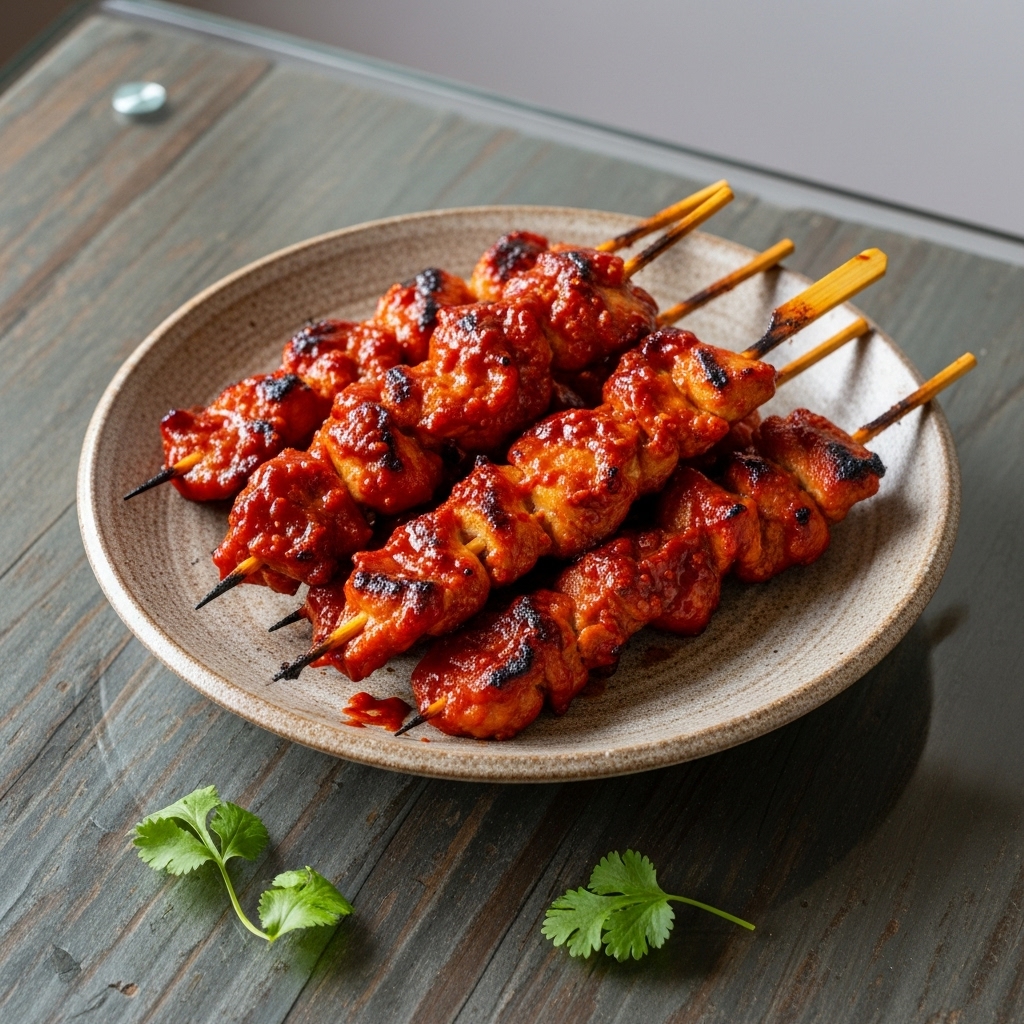 Copycat Korean BBQ Chicken Skewers with Gochujang Glaze