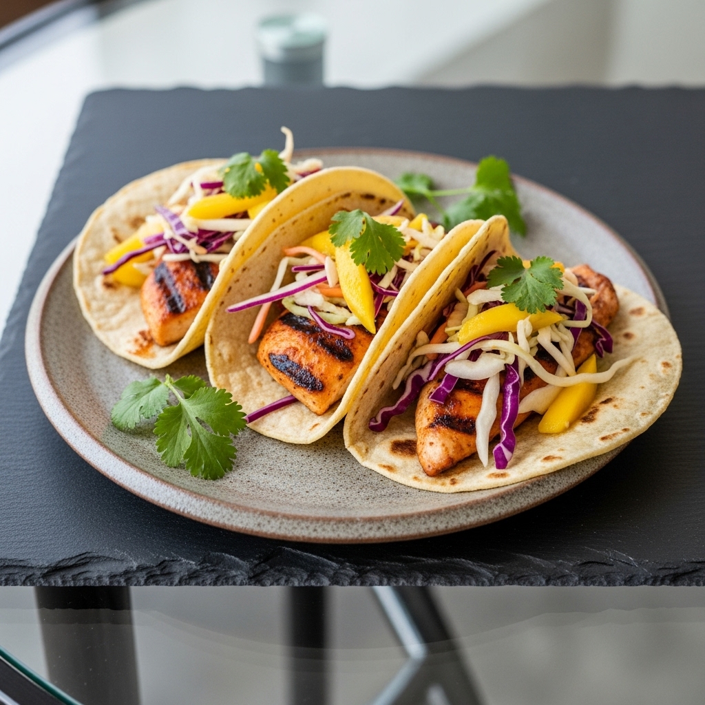 Copycat Rebel BBQ Chicken and Mango Slaw Tacos