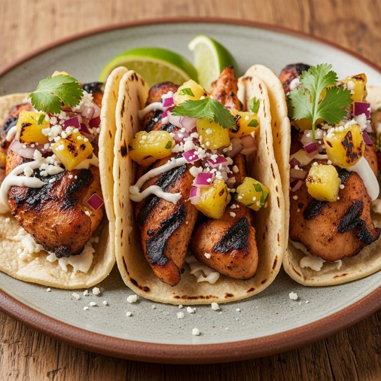 Copycat Restaurant Street Grilled Chicken Tacos with Charred Pineapple Salsa
