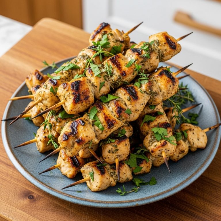Copycat Street Fair Lemon Herb Chicken Skewers