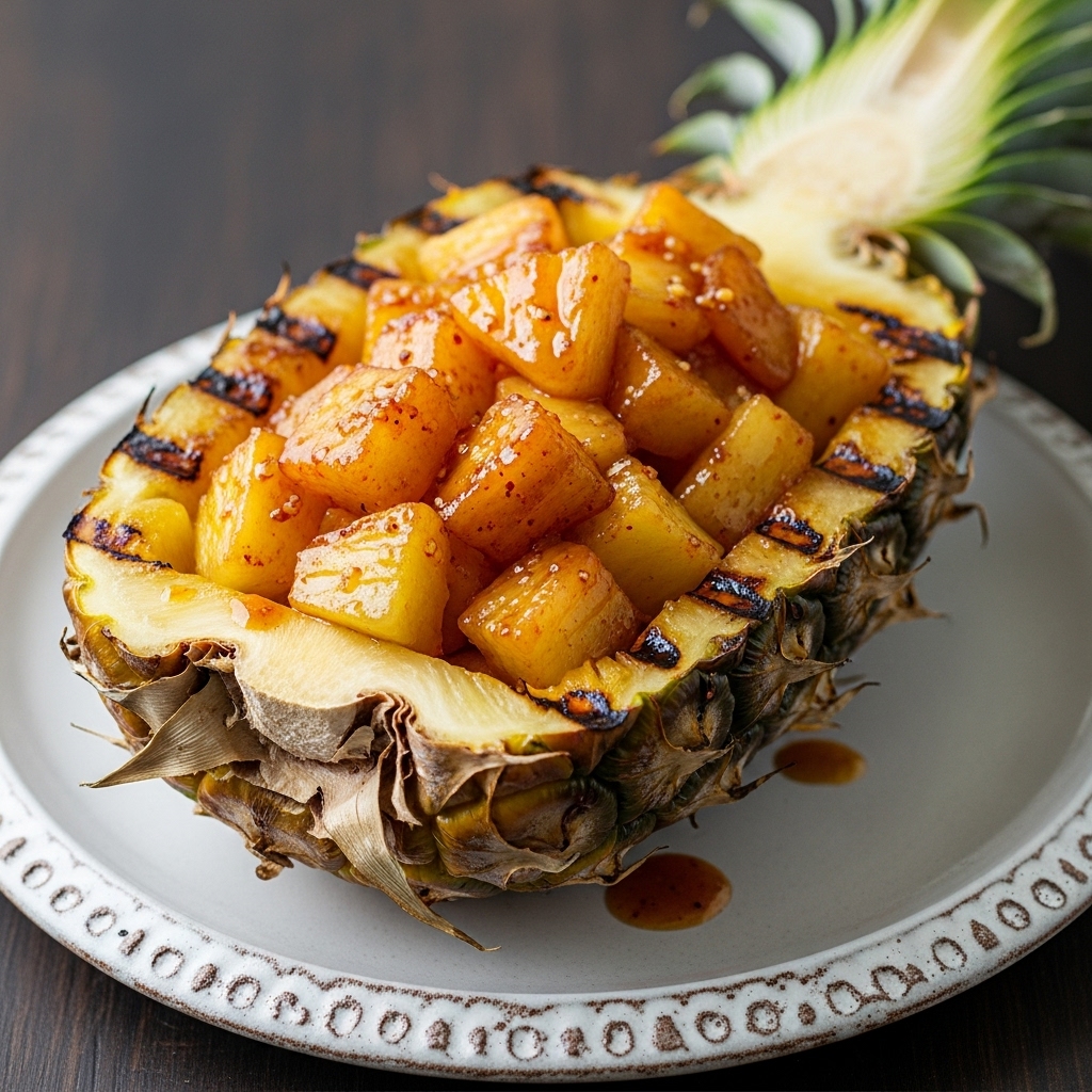 Copycat Street-Food Rebel’s Grilled Pineapple Boat with Spicy Rum Glaze