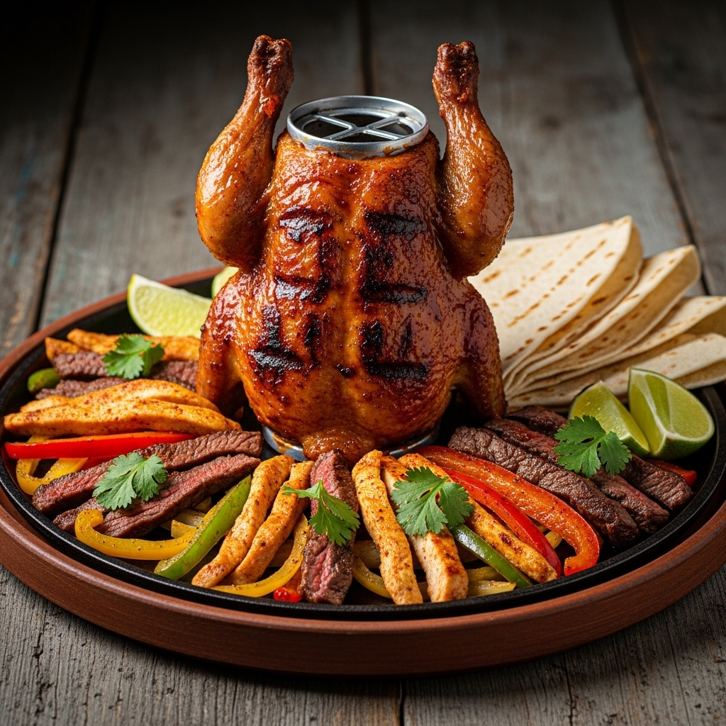 “Cowboy BBQ Beer Can Chicken Fajitas”