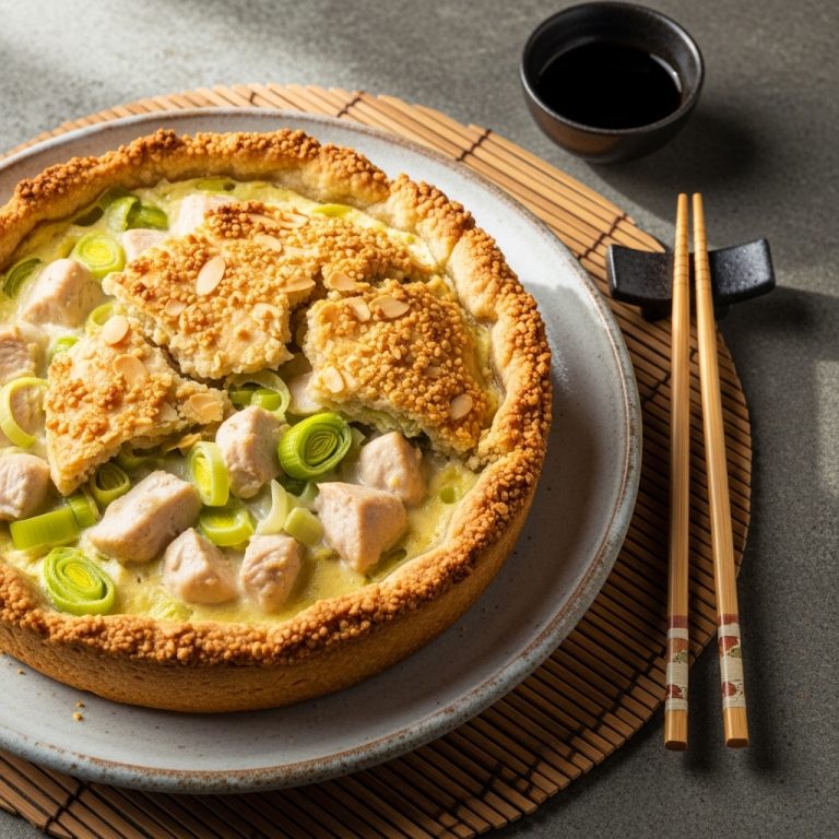 Creamy Chicken and Leek Pie with Almond Crust for Paleo Diet